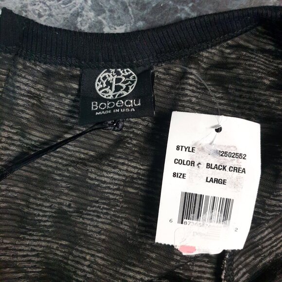 Bobeau Womens L Long Sleeve Zippers Black Cream Houndstooth Top Chic Preppy - Picture 6 of 10